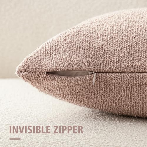 Foindtower Decorative Textured Boucle Throw Pillow Covers 16x16 Light Pink - color: Light Pink, size: 16" x 16" (Pack of 2)