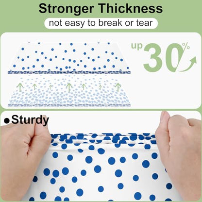 Smiry Disposable Rectangle Plastic 54 x 108 Inch Table Cloth 3 Pack - color: White and Blue