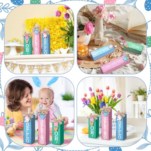 MiniInflat Spring 3 Pcs Table Decor, Wooden Block Sign Tiered Tray - style: Spring