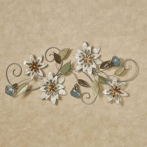 Touch of Class Serene Blooms Floral Vine Wall Art - Metal - Silver, Green, Brown, Blue, Gold - Vertically, Horizontally Hanging Artwork for Bedroom, Living Room, Hallway, Entryway, Foyer