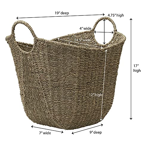 Household Essentials Seagrass Woven Storage Basket with Handles, Natural - color: Natural Seagrass