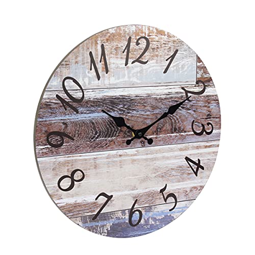Stonebriar Vintage Farmhouse 14 Inch Round Battery Operated Hanging Wall Clock - size: 14 Inch