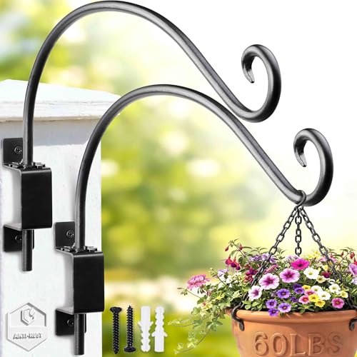 Swivel Plant Hanger Outdoor - 16 Inch 2-Pack Heavy-Duty Wall Bracket Hooks - size: 16"-2PCs