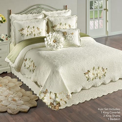 Sweetbay Garden Luxury Ivory Matelasse Bedding, King, 4 Pc Set - size: 4 Piece King Coverlet Set