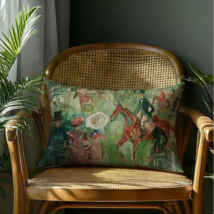 Abstract Green Horse Equestrian Lumbar Throw Pillow Cover 12x20 - color: Abstract Green -16