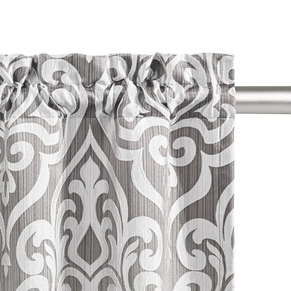 Loom and Mill Modern Damask Valances for Windows, Silver Gray, 54"x18" - color: Silver Gray
