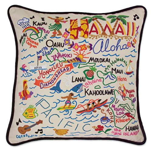 Hawaii Hand-Embroidered Pillow - color: Hawaii
