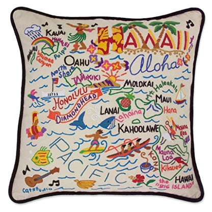 Hawaii Hand-Embroidered Pillow - color: Hawaii
