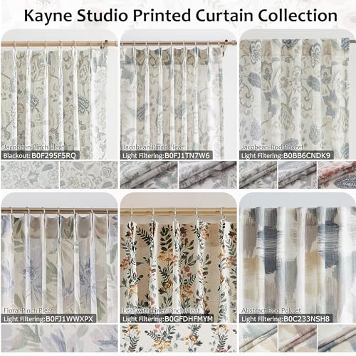 Kayne Studio Blue Grey Jacobean Floral Rod Pocket Semi Sheer Curtains 90" L - color: Blue Grey, size: 52"W x 90"L (Pack of 2)