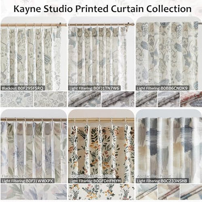 Kayne Studio Blue Grey Floral Botanical Rod Pocket Semi Sheer Curtains 95"L - color: Blue Grey, size: 52"W x 95"L (Pack of 2)