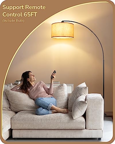 EDISHINE Black Modern Floor Lamp with Remote, 78.3" Tall Arc Standing Lamp - style: Modern-Black