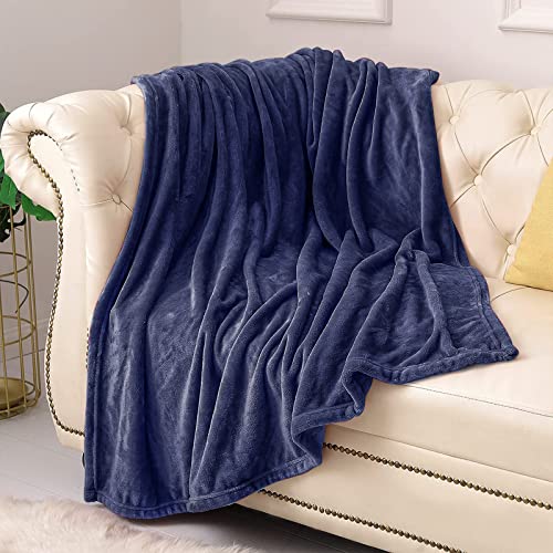KMUSET Fleece Blanket Twin Size Navy Lightweight Throw Blanket Super Soft Cozy Microfiber Blanket Factory Shop - color: Navy, size: Twin(60"x80")