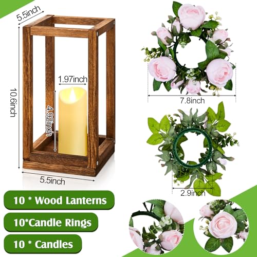 30 Pcs Wedding Lantern Centerpiece with Candle Holders, Light Pink Flower - color: Light Pink Flower