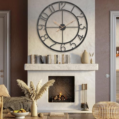 Pytha Sight 36 Inch Black Metal Arabic Numeral Extra Large Giant Wall Clock - color: Black Arabic, size: 36 Inch