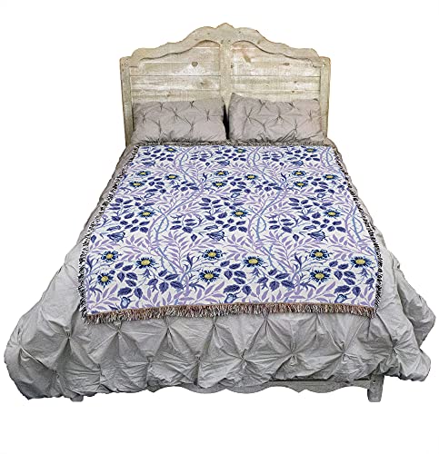 Pure Country Weavers William Morris Sweetbriar Lavender Blanket - Arts & Crafts - Gift Tapestry Throw Woven from Cotton - Made in the USA (72x54) - color: Lavender, size: Large