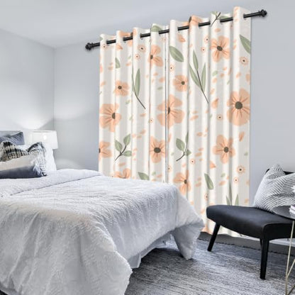 Pink Floral Blackout Curtains for Bedroom 84 Inches Long - color: Floral-i