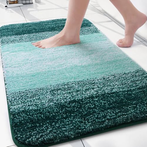 Arotive Microfiber Bathroom Rugs, Shaggy Soft Absorbent Bath Rug, 30x20 - color: Dark Green, size: 30" X 20"