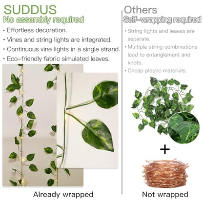 suddus Solar Pothos String Lights 33ft 100LED Vines with Lights Warm White - color: Pothos, size: 33Ft*1pack