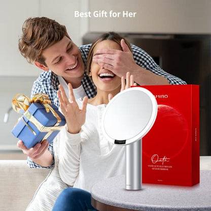 AMIRO 9"LED Makeup Mirror with 10X Magnification,3Colors&6 Brightness,White - color: White