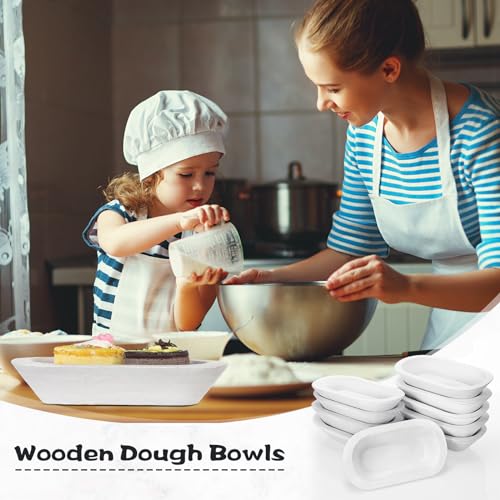 Nuogo 10 Pack 8.5 Inches Wooden Dough Bowls Bulk Rustic Bowls, White - color: White, size: 8.5 Inches