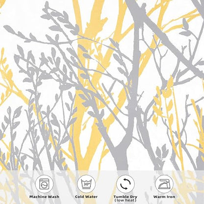 DriftAway Tree Branch Lined Valance Double Layer Blackout Thermal Insulated Abstract Ink Printing Window Curtain Valance Rod Pocket 52 Inch by 14 Inch Plus 2 Inch Header Yellow 1 Pack - color: Yellow, size: 52"W x 14"L (Pack of 1)