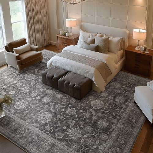 Washable 9x12 Area Rugs for Living Room, Charcoal Gray - color: Charcoal Gray, size: 9' x 12' (Rectangular)