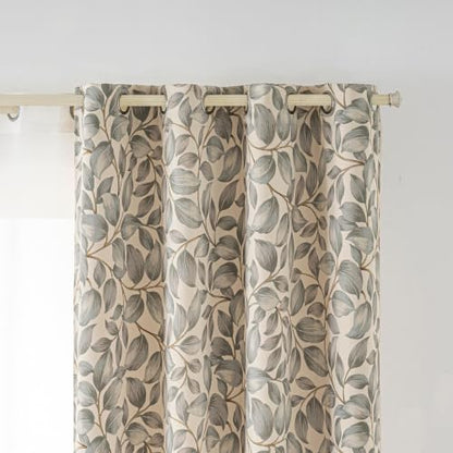 Sage Green Leaf Blackout Curtains 54 Inch Length - color: Sage Green Leaf, size: 52"W x 54"L (Pack of 2)