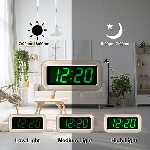 Digital Alarm Clock Battery Operated with LED Display for Bedrooms, Long Battery Life for 12 Months, 3 Brightness Adjustable, 12/24 Hour, Snooze, Golden Case with Green Digits - color: Golden-green