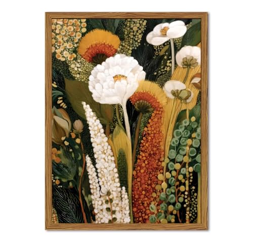 Framed Vintage Floral Canvas Wall Art, Abstract Flower Pictures Wall Decor, Boho Wildflower Botanical Paintings Prints Mid Century Modern Home Decor Aesthetic for Living Room Bedroom 16x24 inch - color: Abstract Wildflower, size: 24"L x 16"W