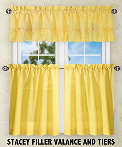 Ellis Curtain Stacey 54-by-13 Inch Ruffled Filler Valance (Yellow) - color: Yellow