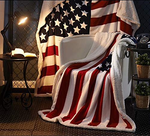 UKELER US Flag Patriotic Sherpa Throw Blanket 50''×60'', American National Flag Fleece Blanket for Bed/Couch/Sofa/Office/Camping, USA Military Veteran July 4th Gift - color: B-american Flag, size: 50''x60''