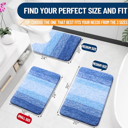 OLANLY Small Bathroom Rugs 24x16, Extra Soft Absorbent Microfiber Bath Rugs - color: Light Royal Blue, size: 24" X 16"