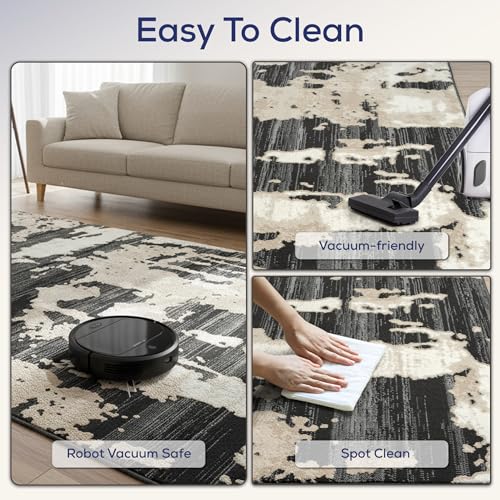 Abani Black and Cream Area Rug | 5' x 8' Tan and Beige Abstract Pattern | Perfect for Living Room and Bedroom | Terra Collection - color: Grey, size: 5'3" x 7'6" (Rectangular)