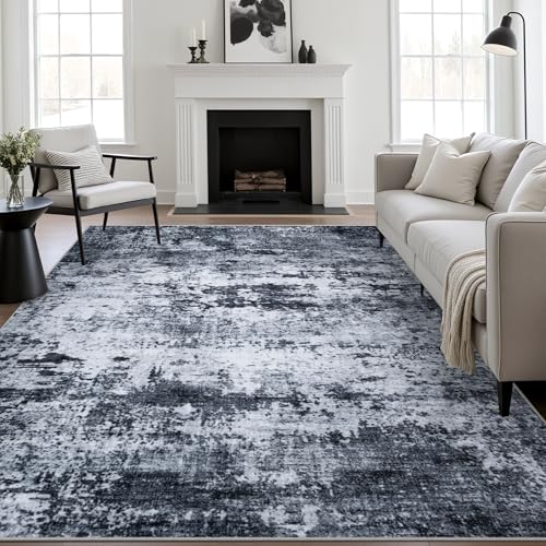 5x7 Area Rug Living Room: Modern Washable Indoor Carpet Black - color: Black, size: 5' x 7' (Rectangular)