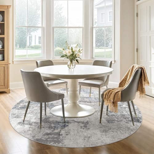 DMOYEST 6ft Round Area Rug for Living Room Washable Non Slip Circle Rug - color: Grey Blue, size: 6' (Round)