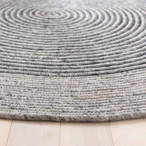 SAFAVIEH Braided Round Rug 3', Wool Grey & Black BRD904F - color: Grey/Black, size: 3' (Round)