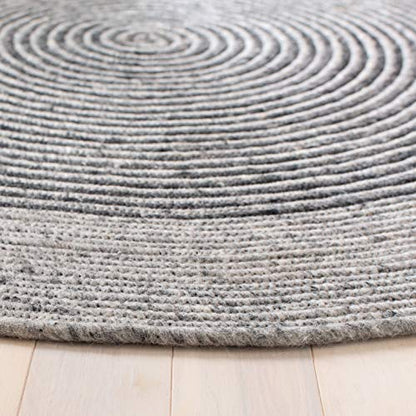 SAFAVIEH Braided Round Rug 4', Wool Grey & Black BRD904F - color: Grey/Black, size: 4' (Round)