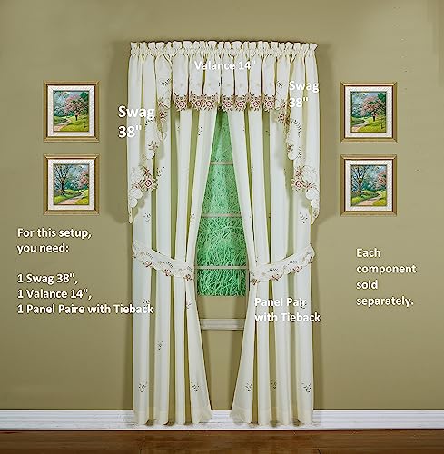 Today's Curtain Verona Reverse Embroidery Valance, 14", Ecru/Rose, 60" W X 14" L - color: Ecru/Rose, size: 60"W x 14"L (Pack of 1)