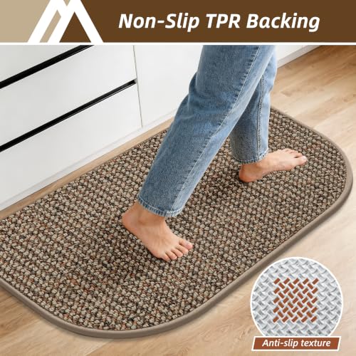 COSY HOMEER Half Moon Kitchen Rug Non-Slip Washable Kitchen Sink Mat - color: Beige, size: 24" × 60" (Semicircular)