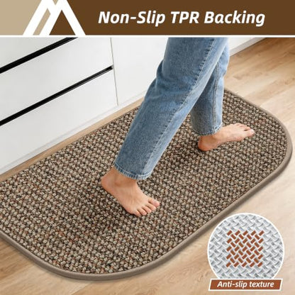 COSY HOMEER Half Moon Kitchen Rug Non-Slip Washable Kitchen Sink Mat - color: Beige, size: 24" × 36" (Semicircular)