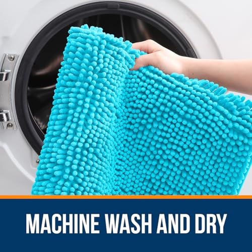 OLANLY Toilet Rugs U-Shaped 20x20, Soft Absorbent Chenille Contour Rugs - color: Aqua Sky, size: 20" X 20" Contour Rug