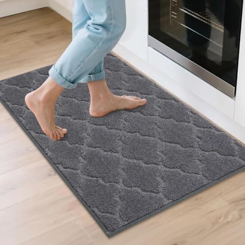 COSY HOMEER Kitchen Rugs Non Slip Washable 24"x36",Dark Grey - color: Dark Grey, size: 24"X 36"