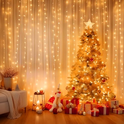 Minetom Halloween Curtain Lights, 300 LEDs Twinkle Fairy Lights, 8 Modes - color: Orange, size: 1 Pack