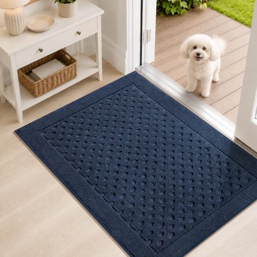 Dirt Trapper Door Mat 24"x 36", Non-Slip Entryway Rugs, Navy Blue - color: Navy Blue, size: 24" x 36"