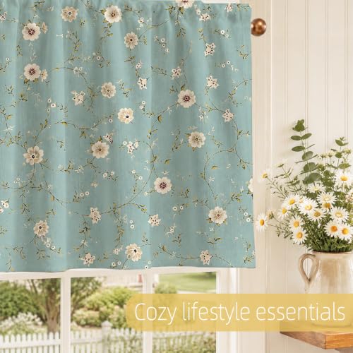 Dusty Green Ditsy Floral Blackout Window Valance Curtain, Wildflower - color: Flower 8, size: 52"W x 18"L (Pack of 1)