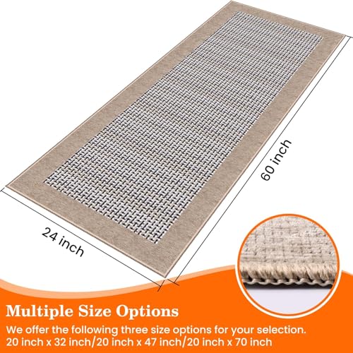 StepRite Kitchen Rugs, Kitchen Mats for Floor, 60"x24" Non-Slip Machine-Washable Kitchen Throw Rug, Absorbent Runner Rugs Office, Sink Standing Desk Mat, Decor Carpet, Khaki - color: Khaki, size: 60"x24"