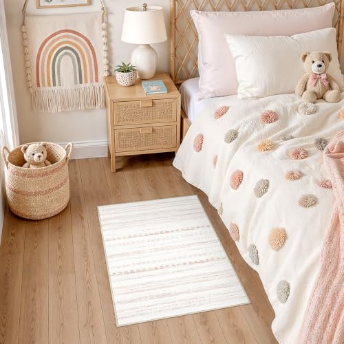 Nakagishi Boho 2x3 Washable Area Rug Non Slip Carpet for Entryway Beige - color: Beige Brown, size: 2' X 3' (Rectangular)