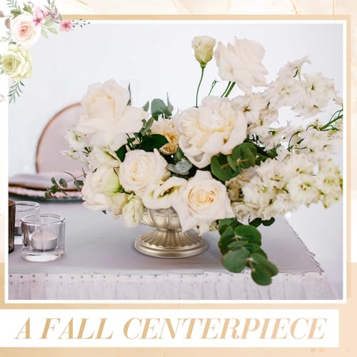 2 Pcs Metal Compote Vase, Floral Centerpiece Bowls, Silver - color: Silver