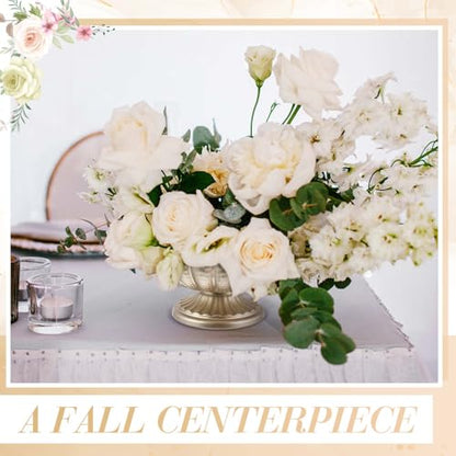 2 Pcs Metal Compote Vase, Floral Centerpiece Bowls, Silver - color: Silver