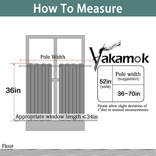 Yakamok Grey Room Darkening Window Curtains 52x36 Inch for Kitchen - color: Grey, size: 52"W x 36"L (Pack of 2)